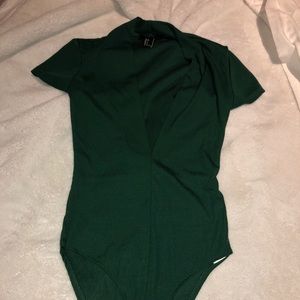 Green deep plunge shirt